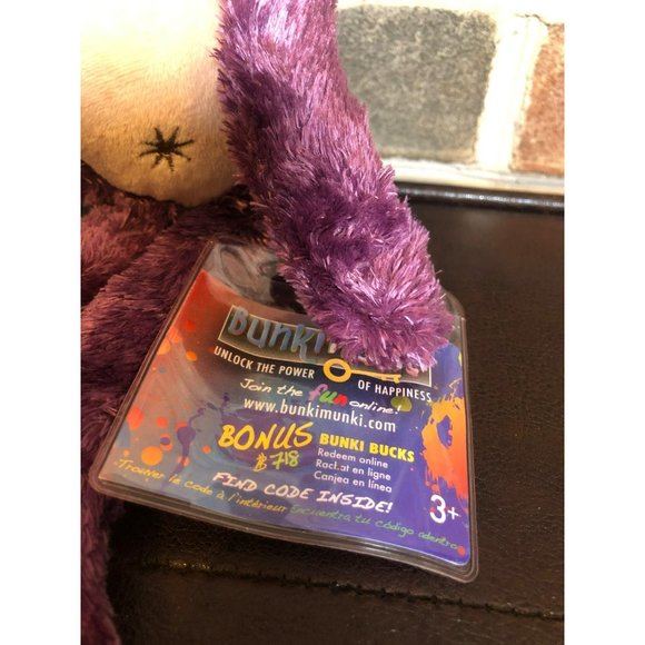 Bunki Munki Unlock the Power of Happiness Stuffed Monkey Purple Plush - Picture 3 of 7